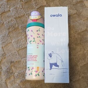 Owala Floral Insulated Water Bottle - Pink Cream and Green Tea Time